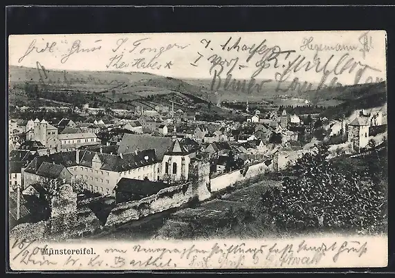 AK Münstereifel, Ortsansicht aus der Vogelschau