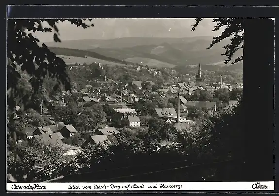 AK Osterode /Harz, Stadt und Harzberge vom Uehrder Berg aus