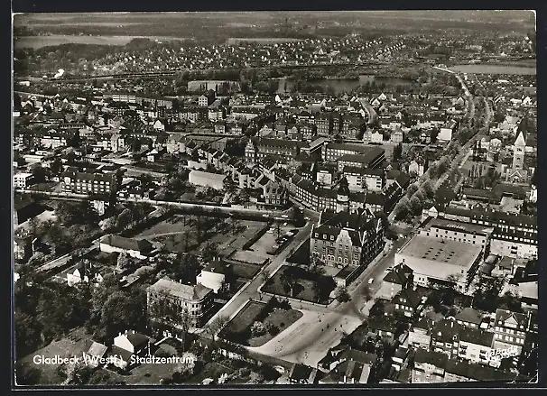AK Gladbeck i. W., Stadtzentrum vom Flugzeug aus