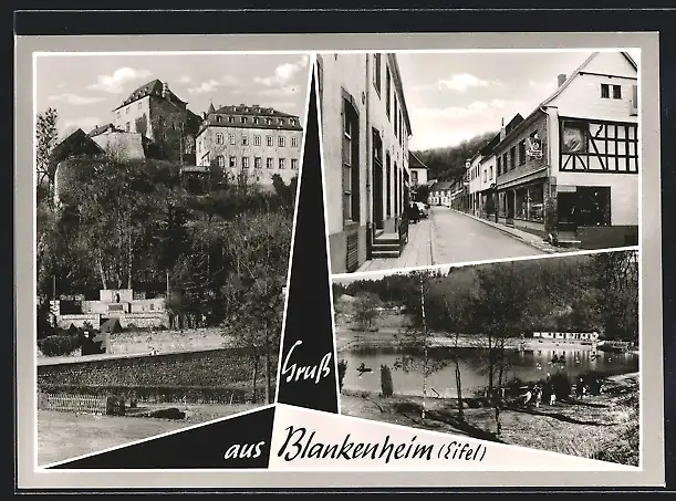 AK Blankenheim /Eifel, Strassenpartie, Ortspartie am Denkmal