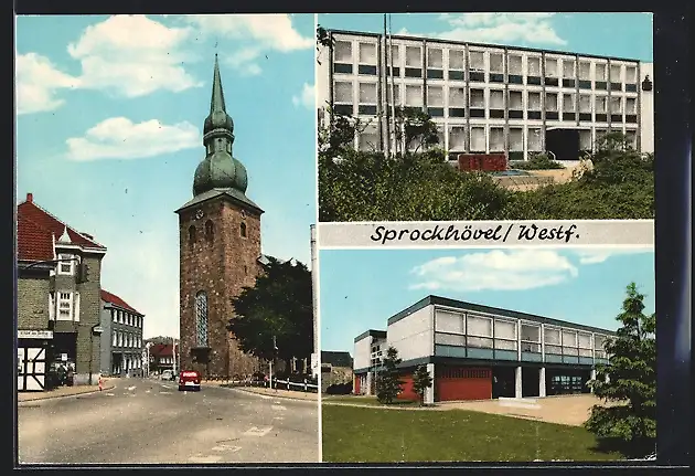 AK Sprockhövel /Westf., Gebäudeansicht, Turm, Ortspartie