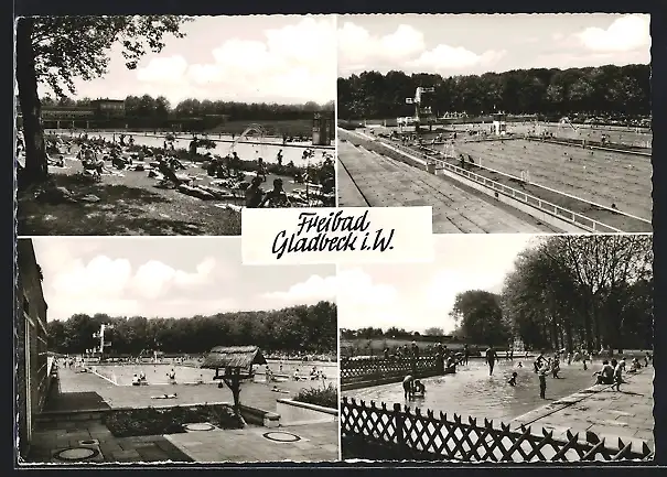 AK Gladbeck i. W., Freibad, Mehrfachansicht