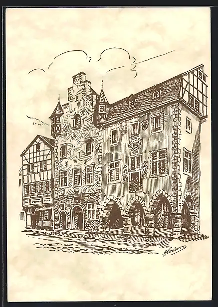 Künstler-AK Bad Münstereifel, Rathaus