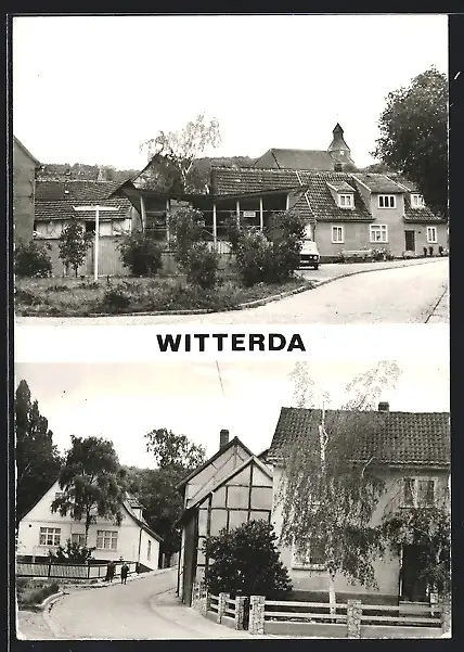 AK Witterda, Strassenpartie mit Kirche und Verkaufstelle