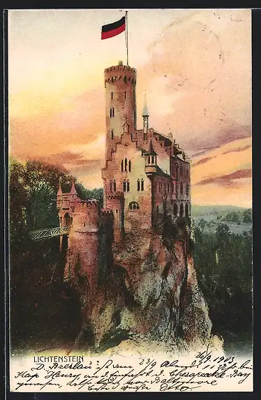 AK Lichtenstein / Honauertal, Blick auf die Burg