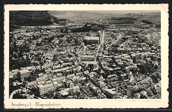 AK Annaberg / Erzg., Fliegeraufnahme des Ortes mit Kirche