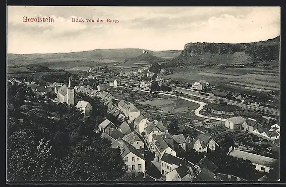 AK Gerolstein, Blick von der Burg auf den Ort
