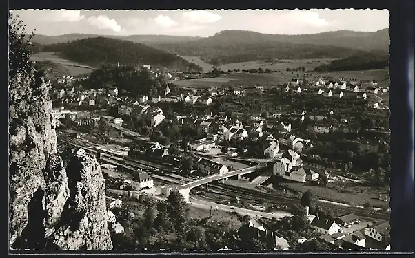 AK Gerolstein /Eifel, Teilansicht mit Felsen