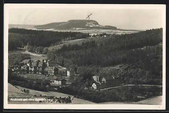 AK Buchholz / Sa., Panorama mit dem Scheibenberg