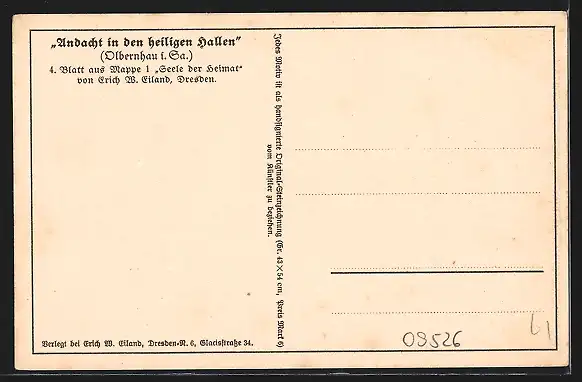 Künstler-AK Olbernhau, Andacht in den heiligen Hallen, 4. Blatt aus Mappe 1 Seele der Heimat, Waldpartie