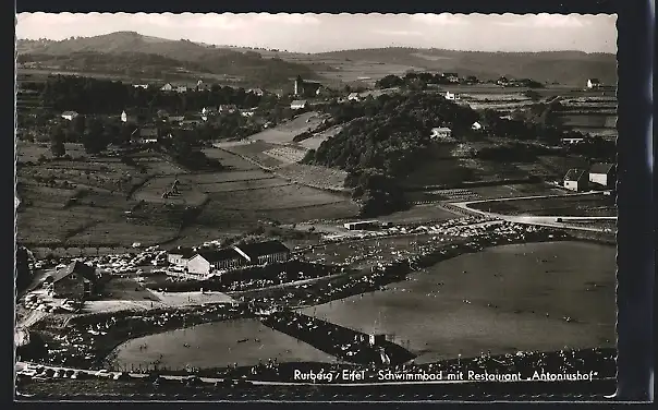 AK Rurberg /Eifel, Schwimmbad mit Restaurant Antoniushof