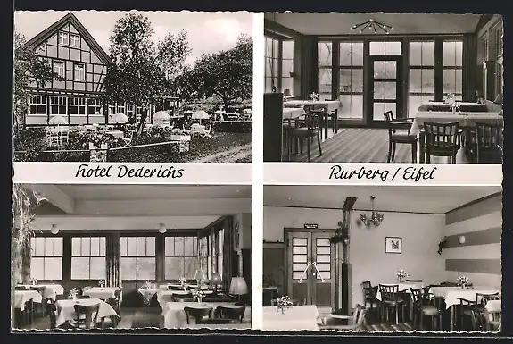 AK Rurberg /Eifel, Hotel Dederichs, Innenansichten