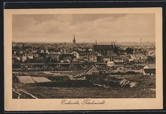 AK Eschweiler, Totalansicht mit Kirche