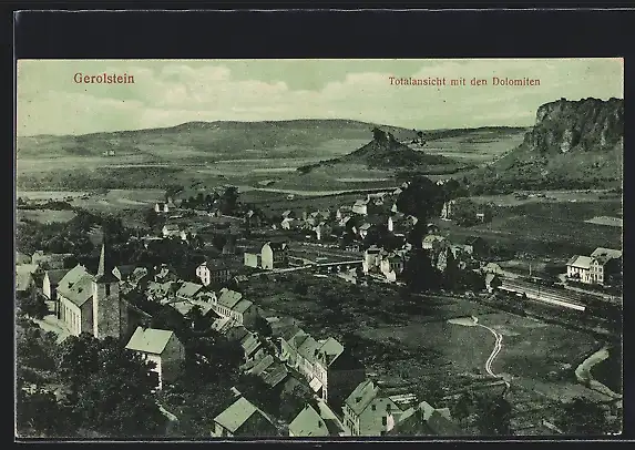 AK Gerolstein, Totalansicht mit den Dolomiten