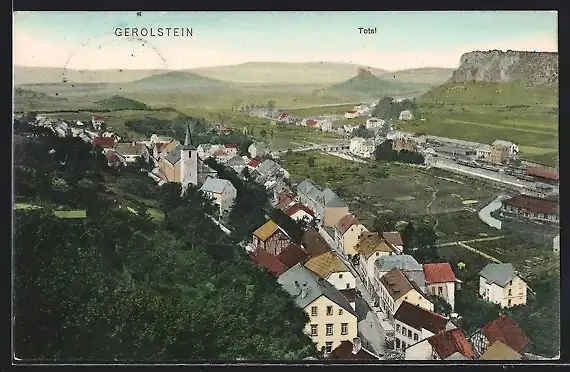 AK Gerolstein i. Eifel, Ortsansicht mit Blick ins Land