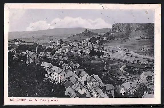 AK Gerolstein, Ortschaft von der Ruine aus gesehen