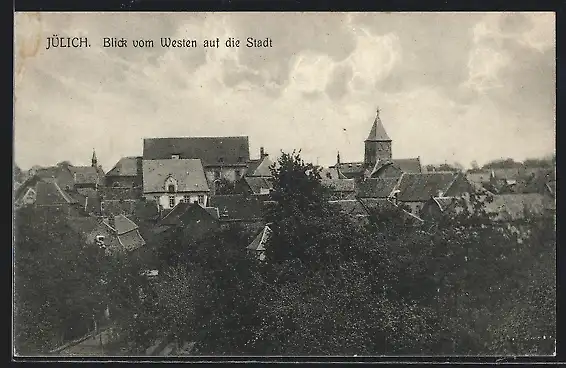 AK Jülich, Blick vom Westen auf die Stadt