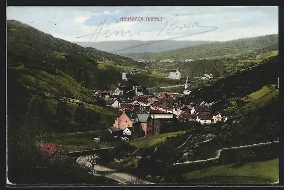 AK Heimbach /Eifel, Teilansicht mit Kirche