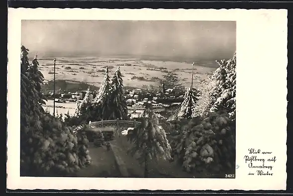 AK Annaberg / Erzg., Blick vom Pöhlberg auf den Ort im Winter