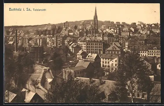 AK Buchholz i. Sa., Totalansicht mit Kirche