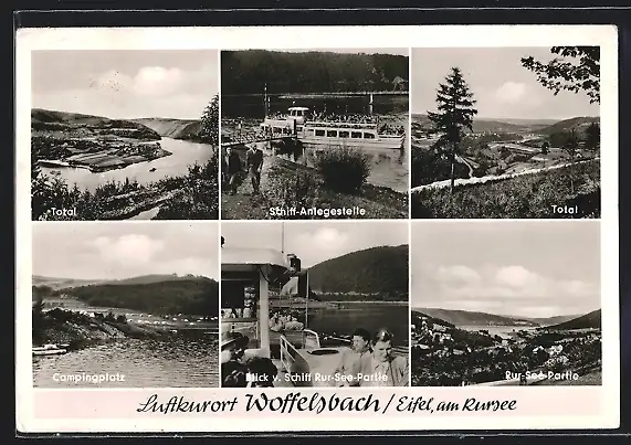 AK Woffelsbach /Eifel, Campingplatz, Rursee-Partie, Schiff-Anlegestelle