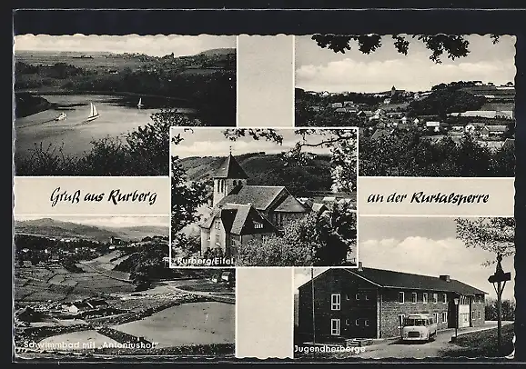 AK Rurberg an der Rurtalsperre, Jugendherberge, Schwimmbad mit Antoniushof, Kirche