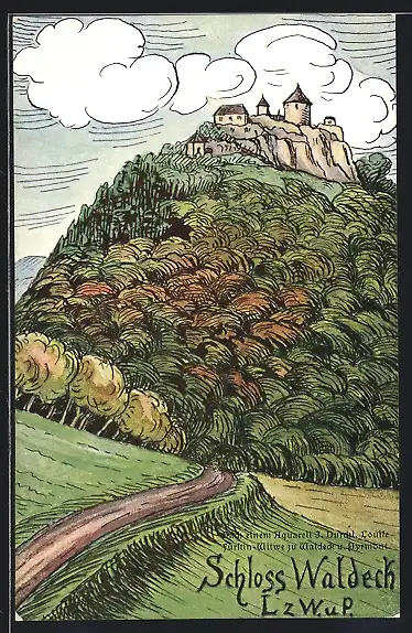 Künstler-AK Waldeck / Hessen, Schloss Waldeck