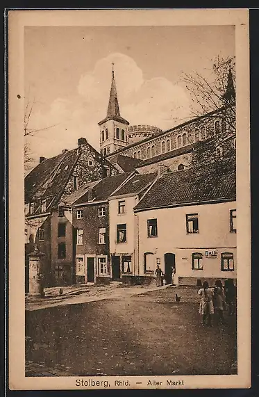 AK Stolberg /Rhld., Alter Markt mit Kirche