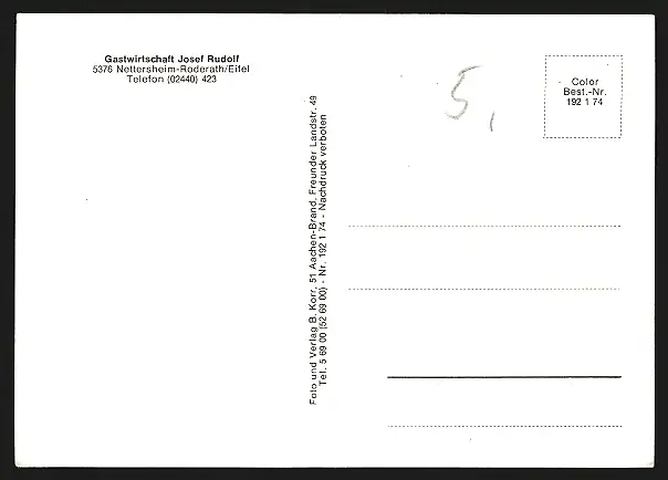 AK Roderath /Eifel, Gastwirtschaft J. Rudolf, Ortspartie, VW-Käfer