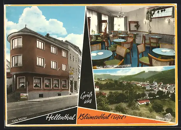 AK Hellenthal-Blumenthal, Bäckerei-Cafe Lenzen, Hauptstrasse 23, Innenansicht, Ortsansicht