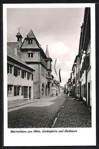 AK Meisenheim /Glan, Untergasse mit Rathaus