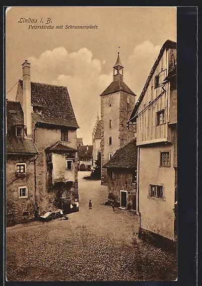 AK Lindau i. B., Peterskirche mit Schrannenplatz