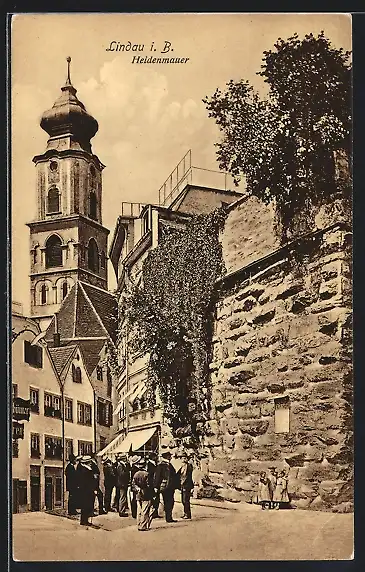 AK Lindau / Bodensee, Partie an der Heidenmauer