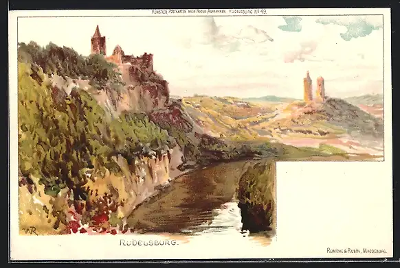 AK Rudelsburg mit Panorama
