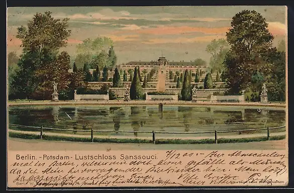 Künstler-AK Potsdam, Lustschloss Sanssouci