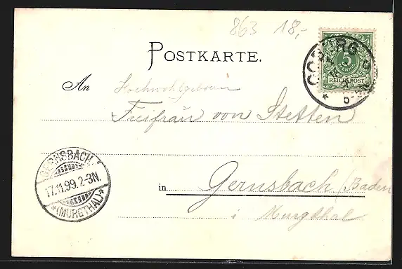 Lithographie Coburg, Die Veste im Sonnenschein