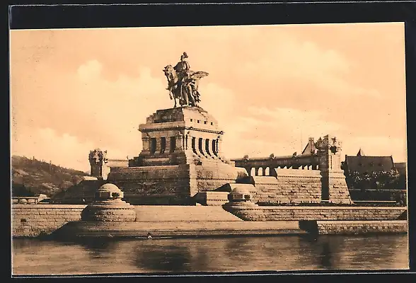 AK Koblenz, Deutsches Eck, Kaiser Wilhelm-Denkmal