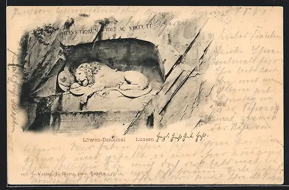 AK Luzern, Löwen-Denkmal von Thorvaldsen