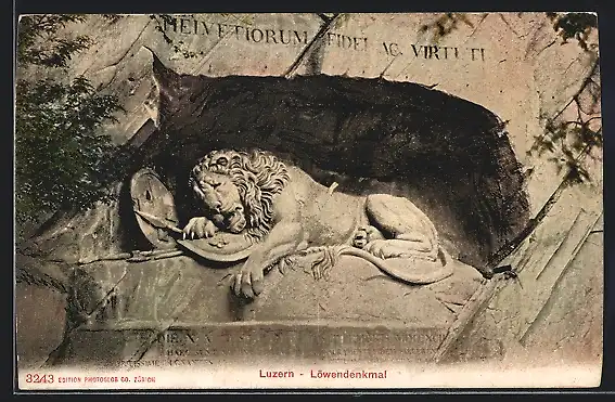 AK Luzern, Ansicht vom Löwendenkmal