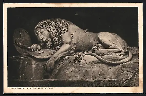 AK Luzern, Schlafender Löwe, Denkmal