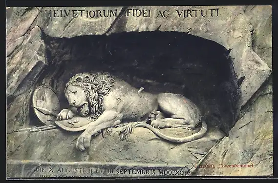 AK Luzern, Der schlafende Löwe, Denkmal