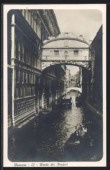 AK Venedig / Venezia, Ponte dei Sospiri, Gondeln und Seufzerbrücke