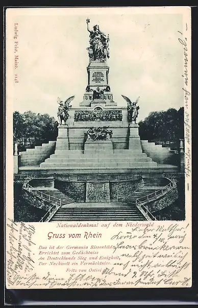 AK Nationaldenkmal auf dem Niederwald am Rhein