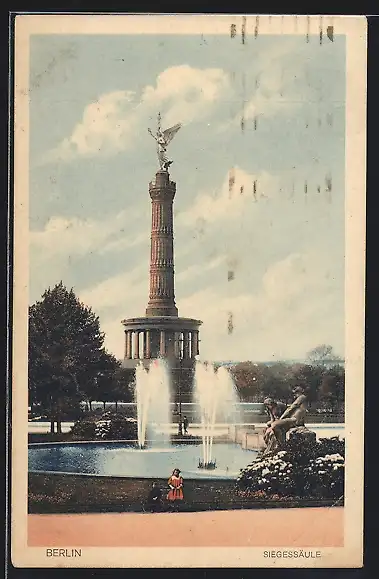 AK Berlin, Siegessäule mit Fontänen