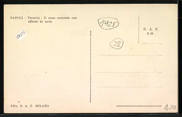 AK Napoli, Vesuvio, Il cono centrale con effetto di neve, Vulkan