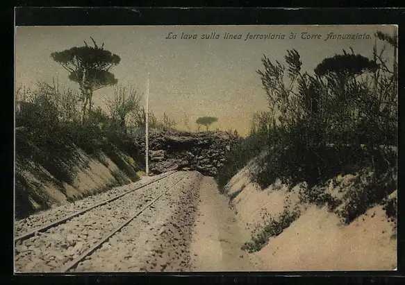 AK La lava sulla linea ferroviaria di Torre Annunziata, Vulkan