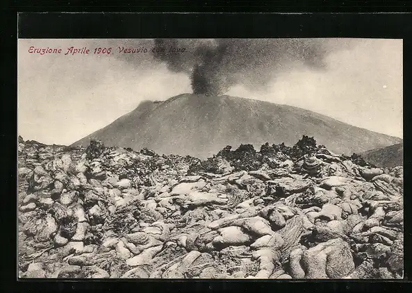 AK Eruzione Aprile 1906, Vesuvio con lava, Vesuv speit Lava