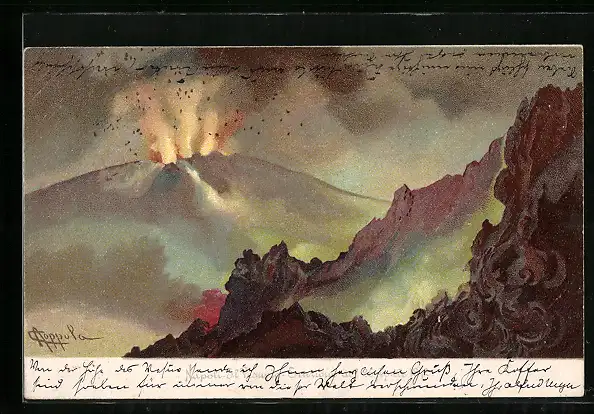 AK Napoli, Il Vesuvio Eruzione del 26 Aprile 1872