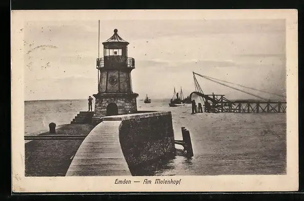 AK Emden, Am Moldenkopf mit Leuchtturm