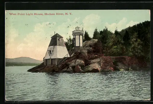AK Hudson River, NY, West Point Light House, Leuchtturm